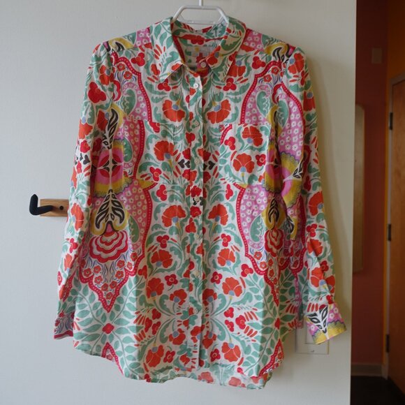 Boden linen floral shirt 4P 4 petite - Picture 6 of 16